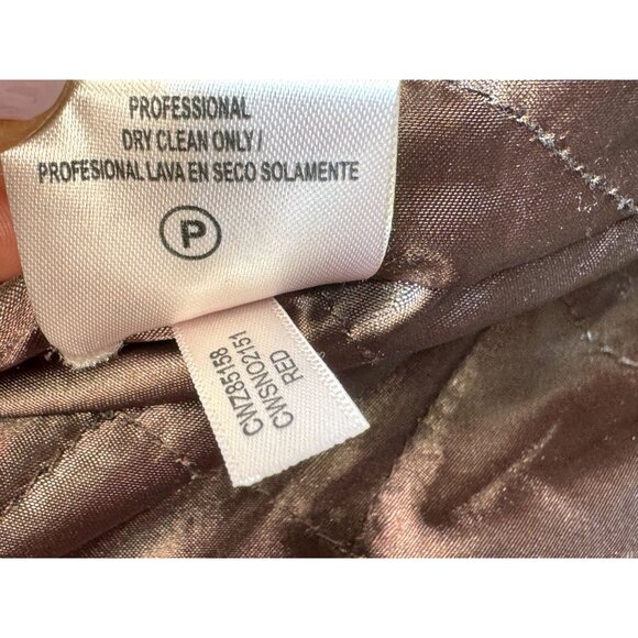 Calvin Klein Women's Wool Hooded Coat Medium Red Burgundy Full Zip Snap - Picture 6 of 13